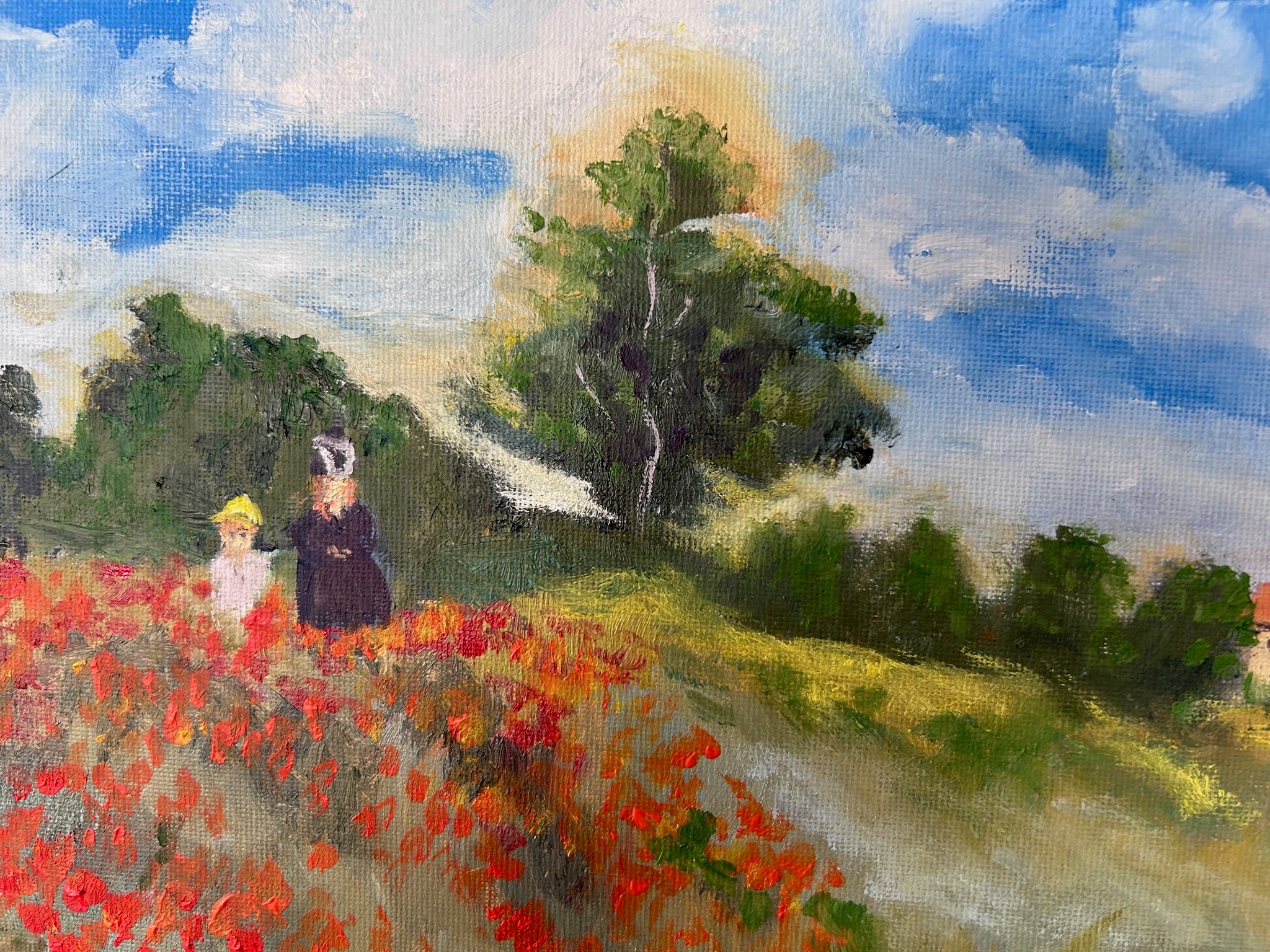 Hand-Painted Replica: Claude Monet – Poppy Field, 16x12 Canvas
