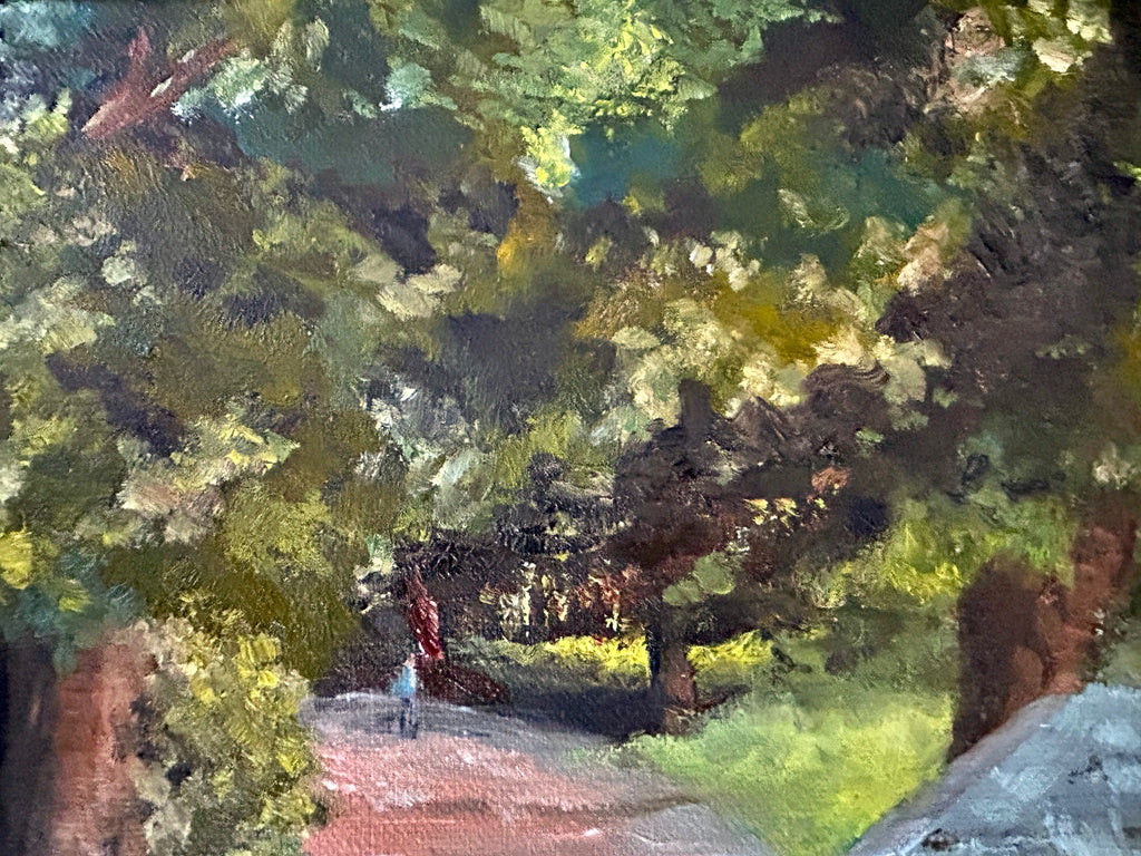 Original Forest Oil Painting: Sunny Landscape Art, 12x10 Canvas