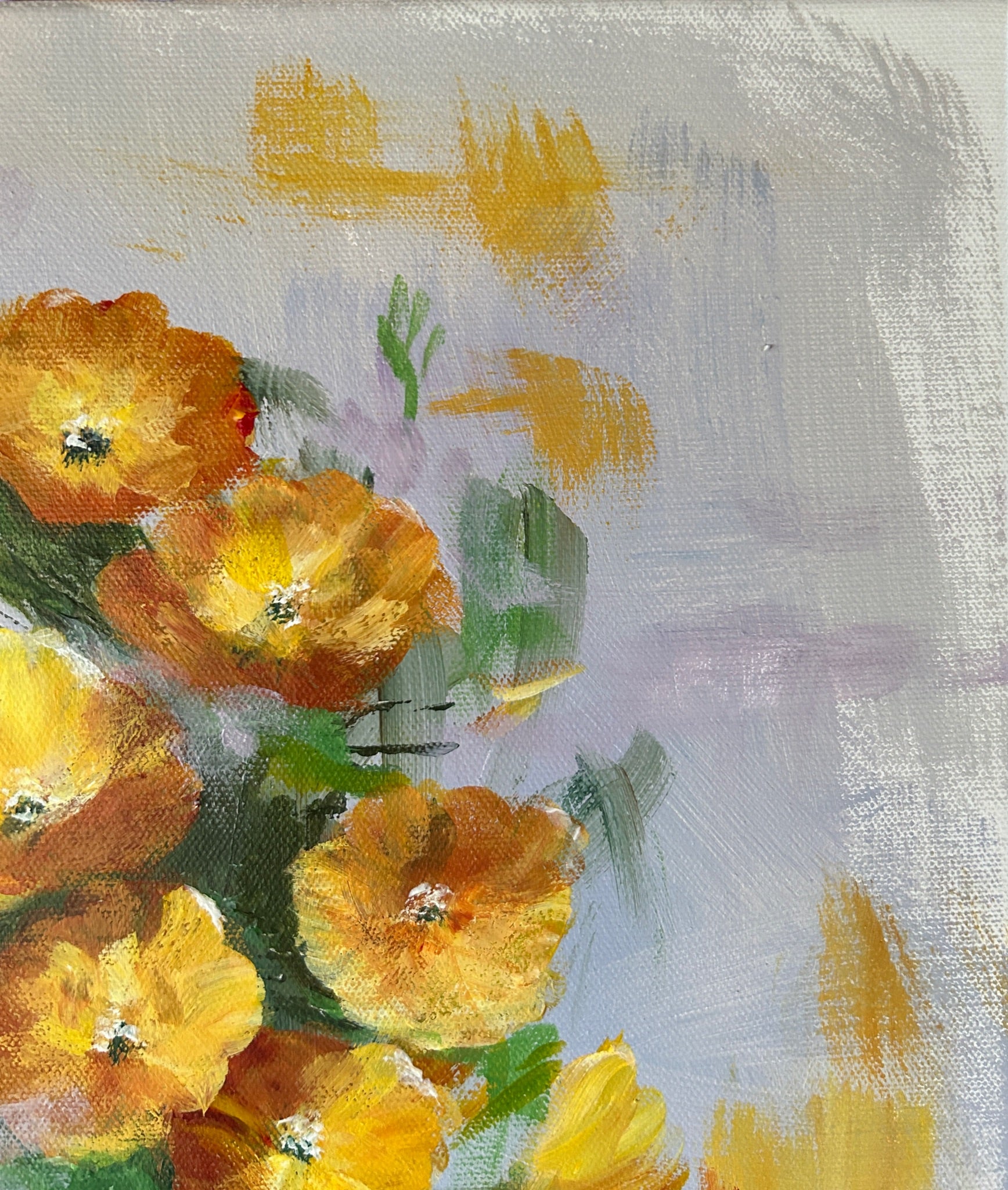 Original Poppy Painting: Vibrant Floral Acrylic Art, 16x12 Canvas