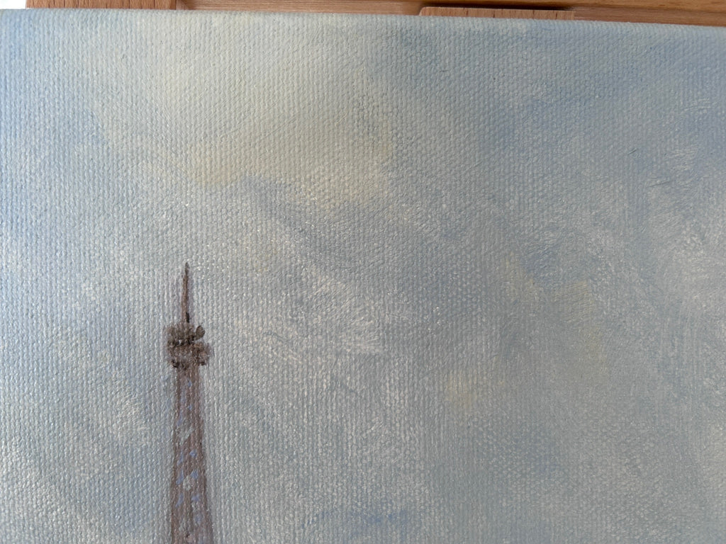 Eiffel Tower Oil Painting: Paris Seine River Cityscape, 16"x12"