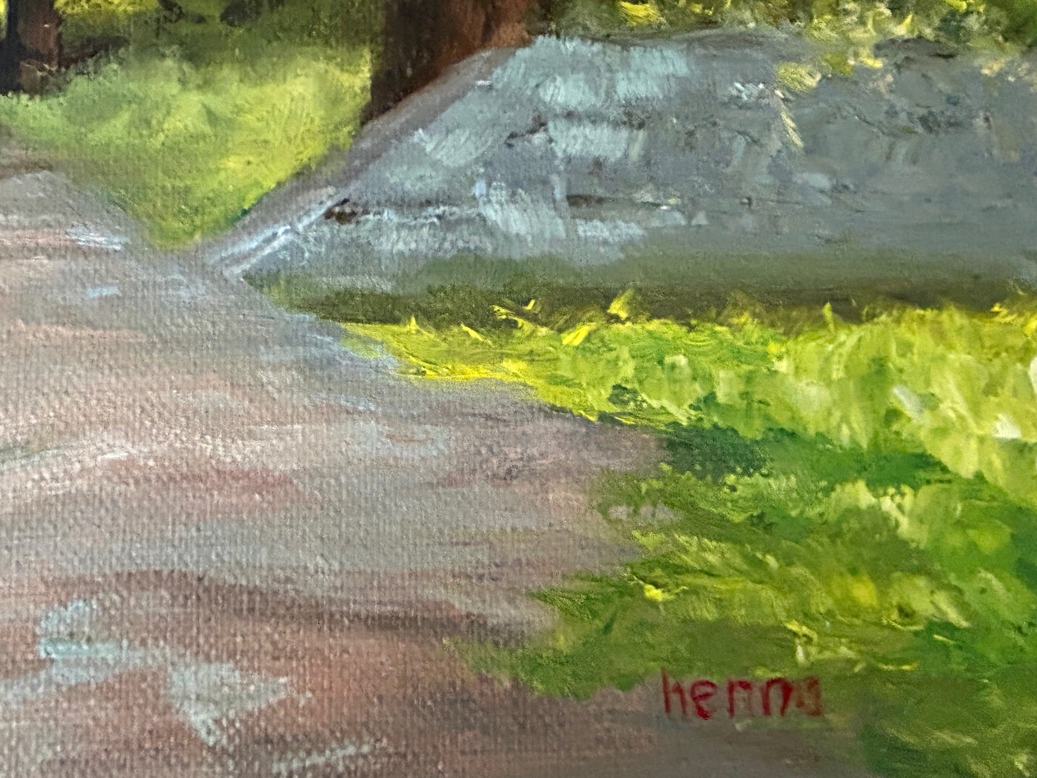 Original Forest Oil Painting: Sunny Landscape Art, 12x10 Canvas