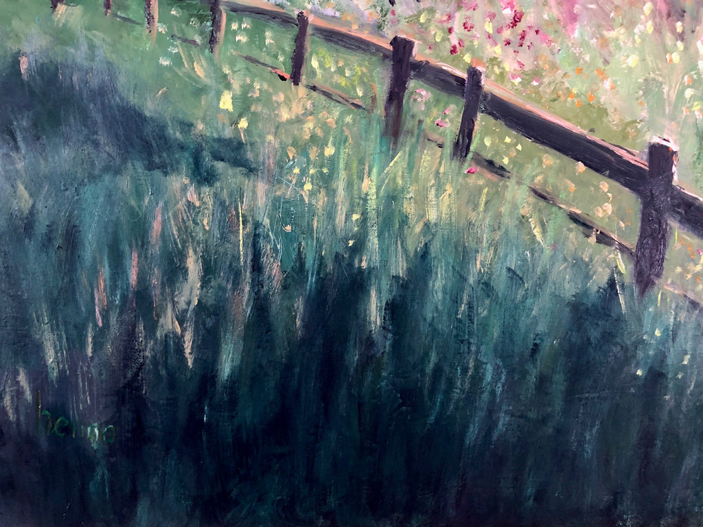 Original Oil painting: Rustic Barn Landscape on Wood (20"x16")