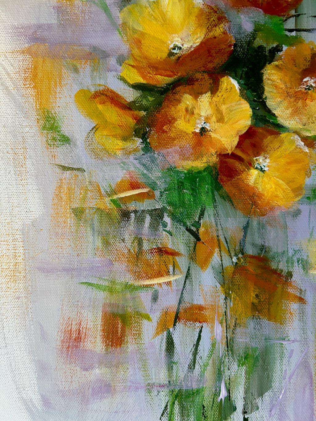 Original Poppy Painting: Vibrant Floral Acrylic Art, 16x12 Canvas