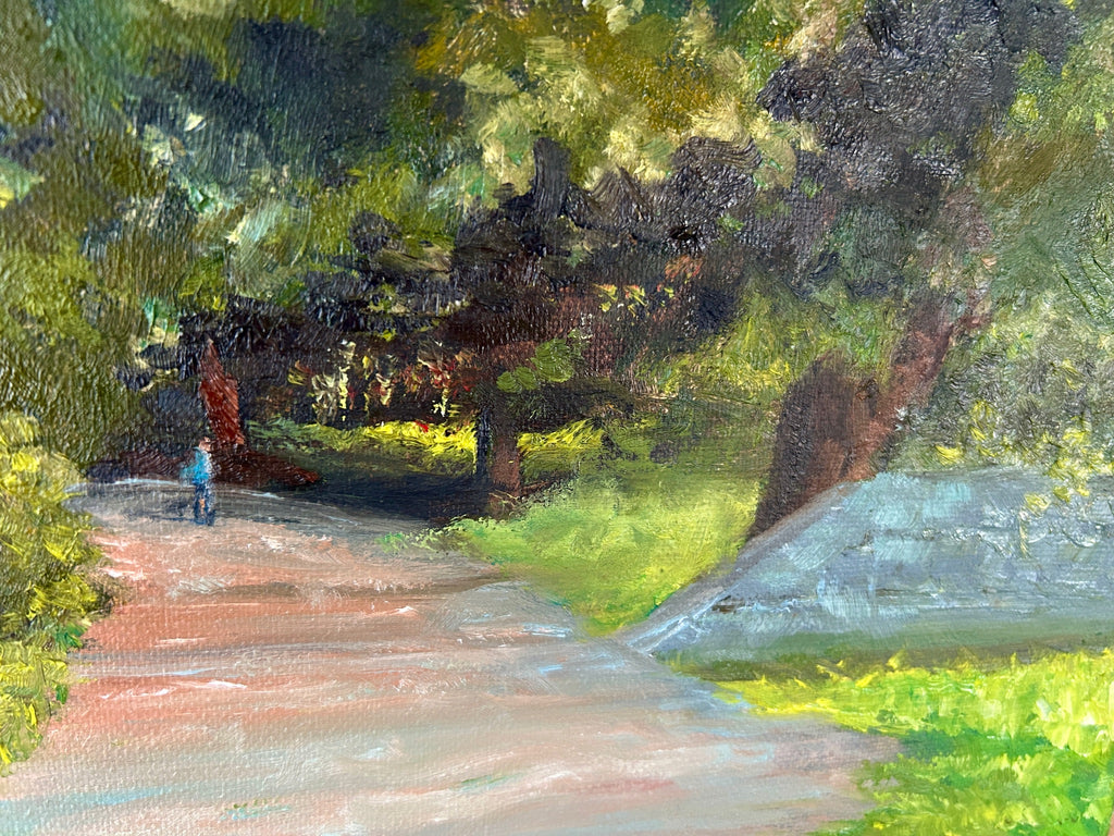Original Forest Oil Painting: Sunny Landscape Art, 12x10 Canvas