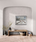 Original oil painting - Sheep on the road  Snowy Landscape Art on board Framed (15"x12")