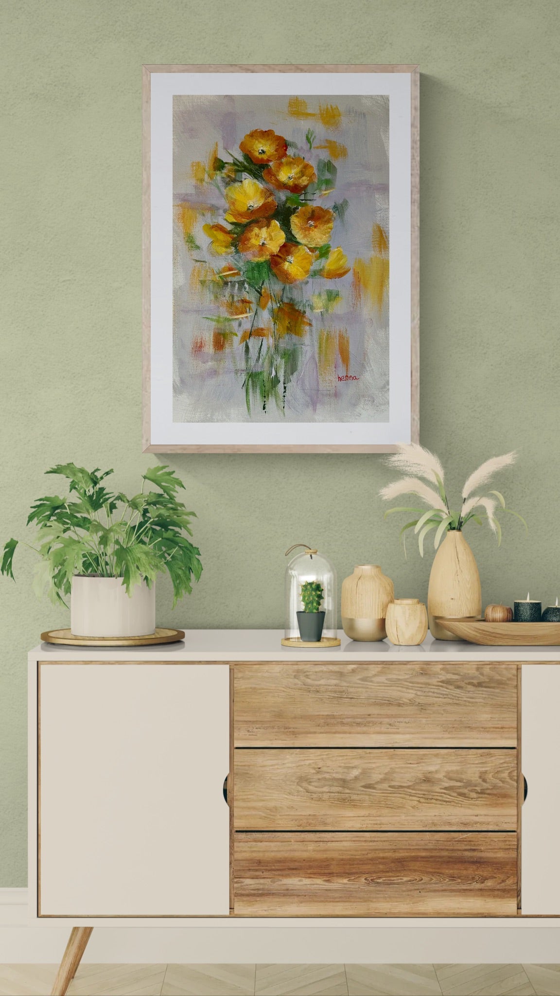 Original Acrylic Painting — Vibrant Orange Poppy Floral Art, Wall Décor, 16x12 Canvas