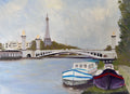 Eiffel Tower Oil Painting: Paris Seine River Cityscape, 16"x12"