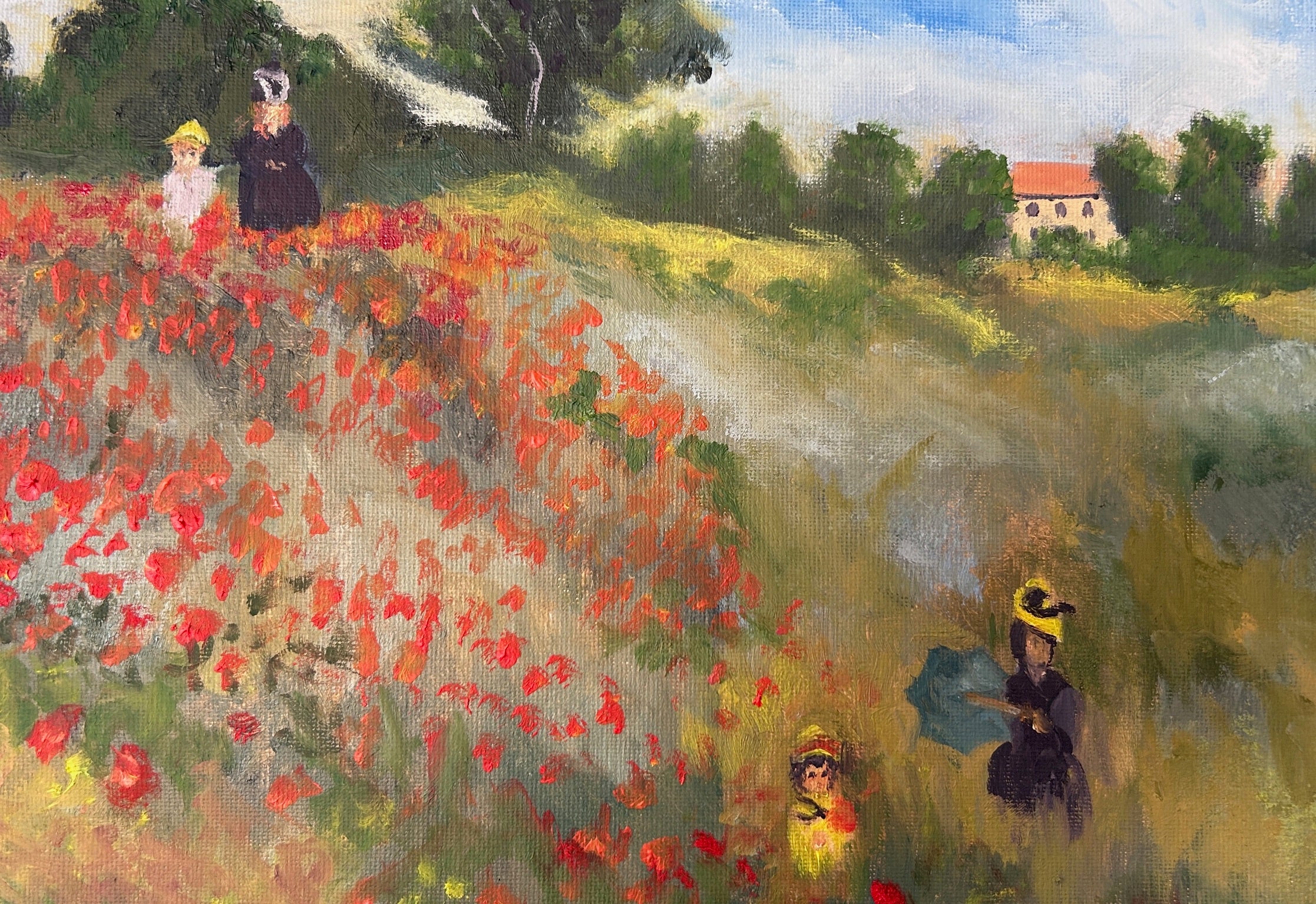 Hand-Painted Replica: Claude Monet – Poppy Field, 16x12 Canvas