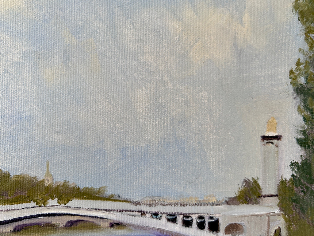 Eiffel Tower Oil Painting: Paris Seine River Cityscape, 16"x12"