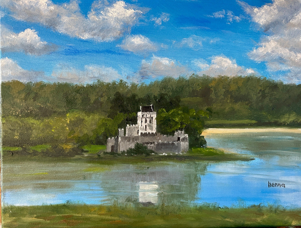 Original Oil Painting - Doe Castle, Ireland , Irish Landscape Art 16x12
