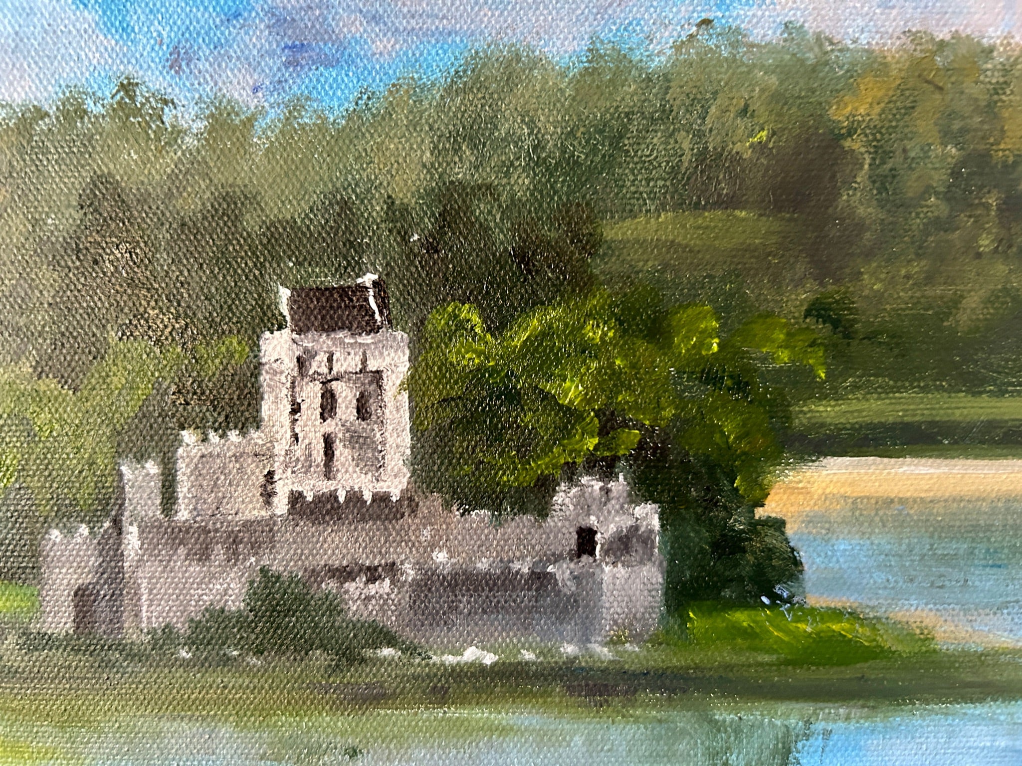 Original Oil Painting - Doe Castle, Ireland , Irish Landscape Art 16x12