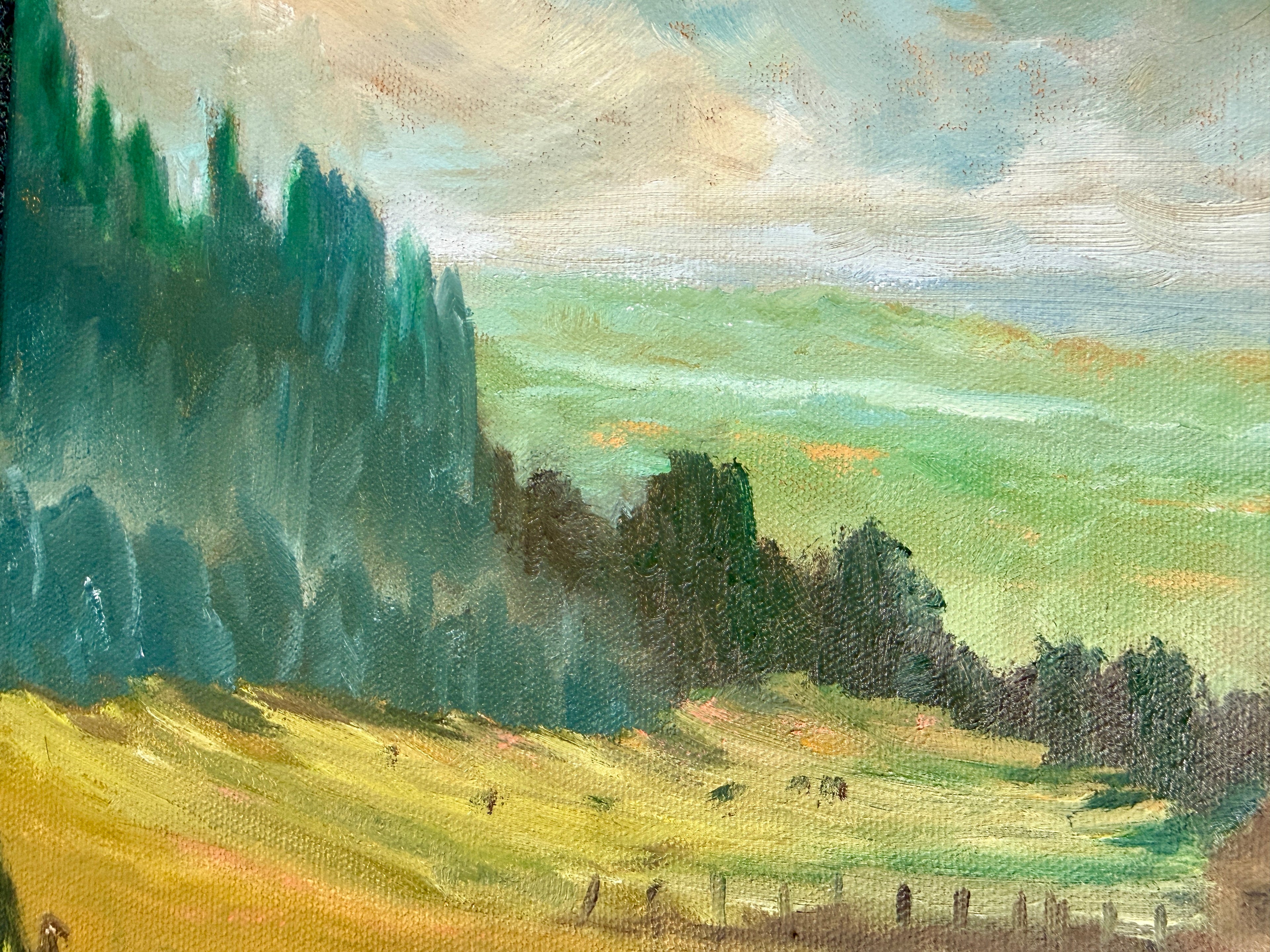 Original Painting small cabin in rural landscape 20x16