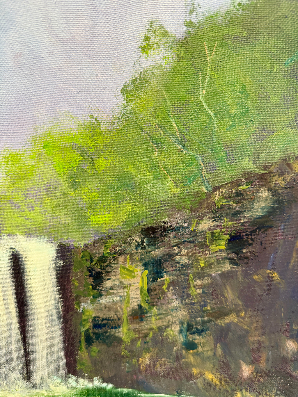 Original Oil painting - Majestic Waterfall , Forest Landscape Art (20x16)