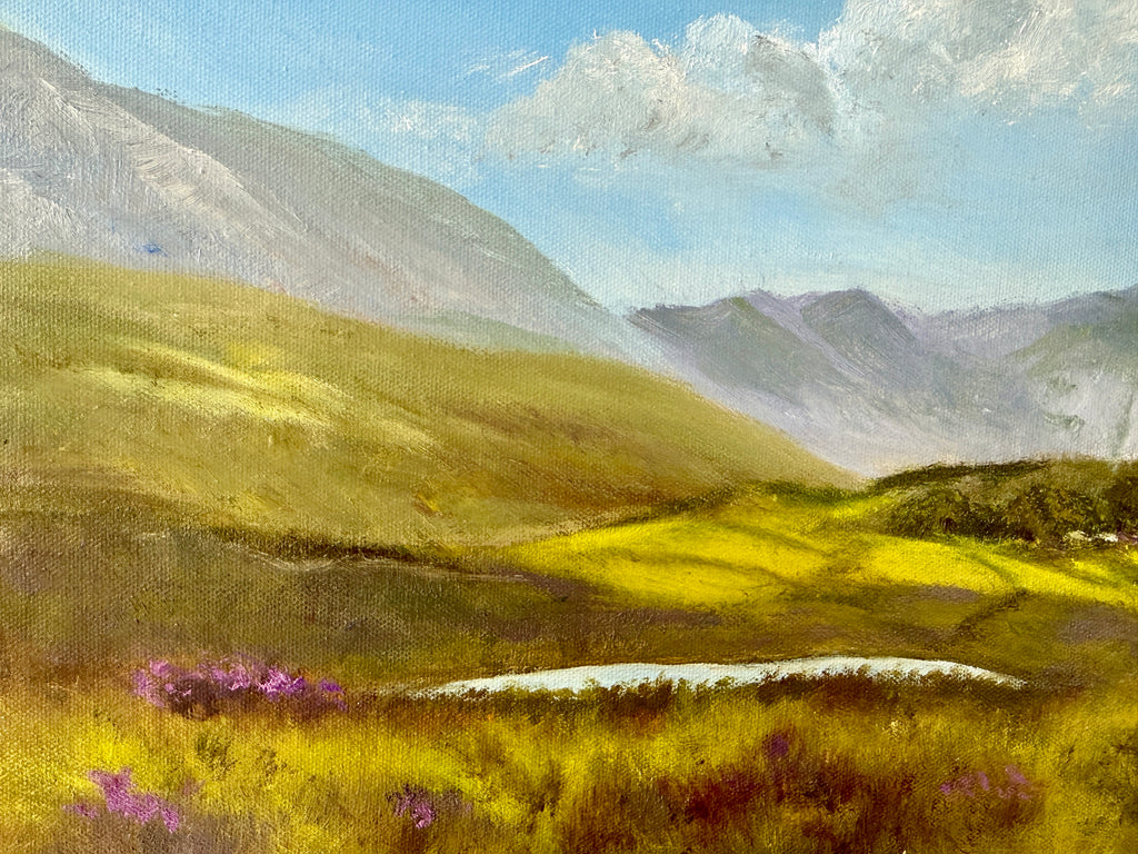 Original Oil painting - "The Seven Sisters Mountain range"  Ireland 24X12