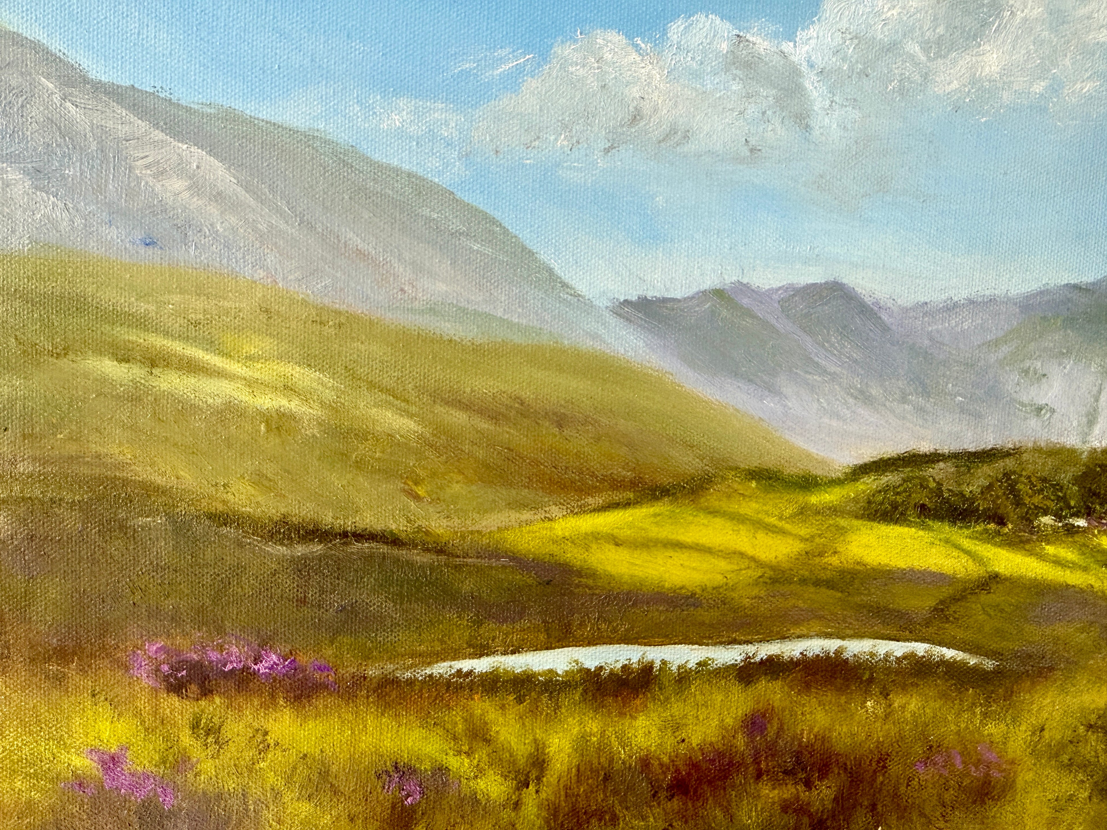 Original Oil painting - "The Seven Sisters Mountain range"  Ireland 24X12