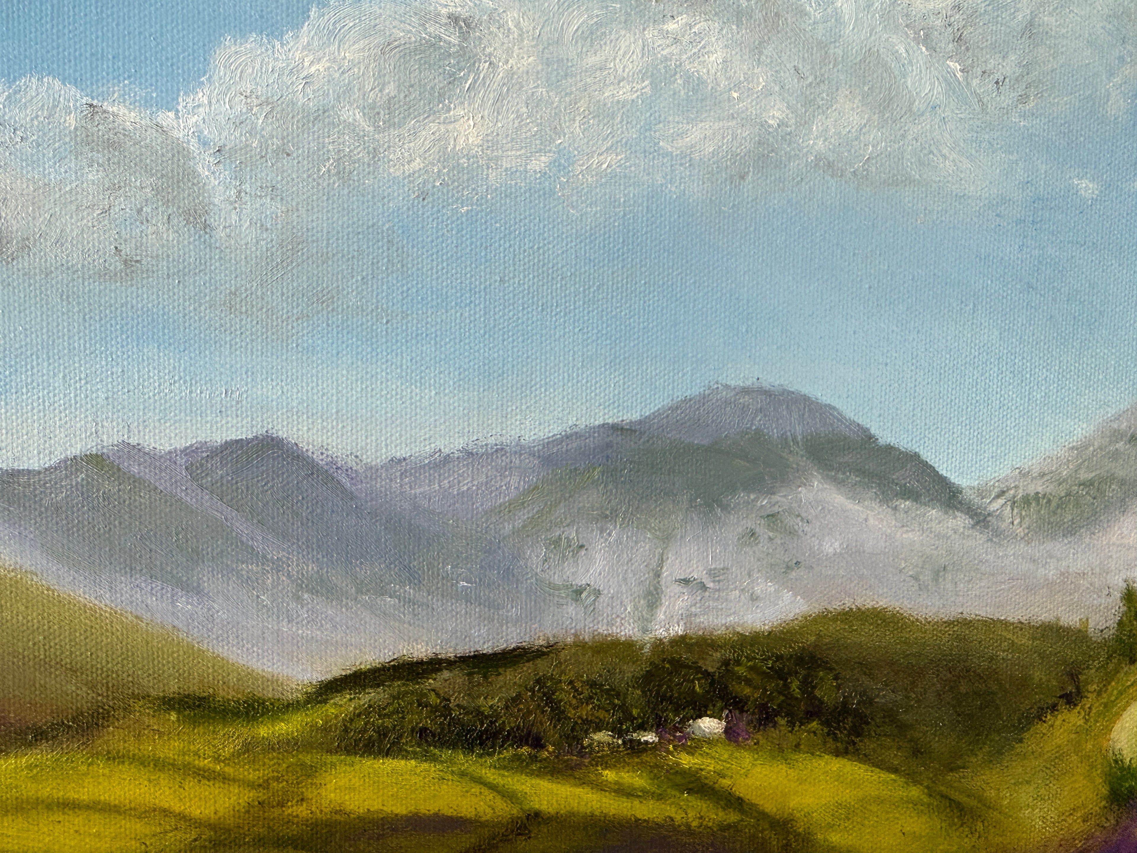 Original Oil painting - "The Seven Sisters Mountain range"  Ireland 24X12