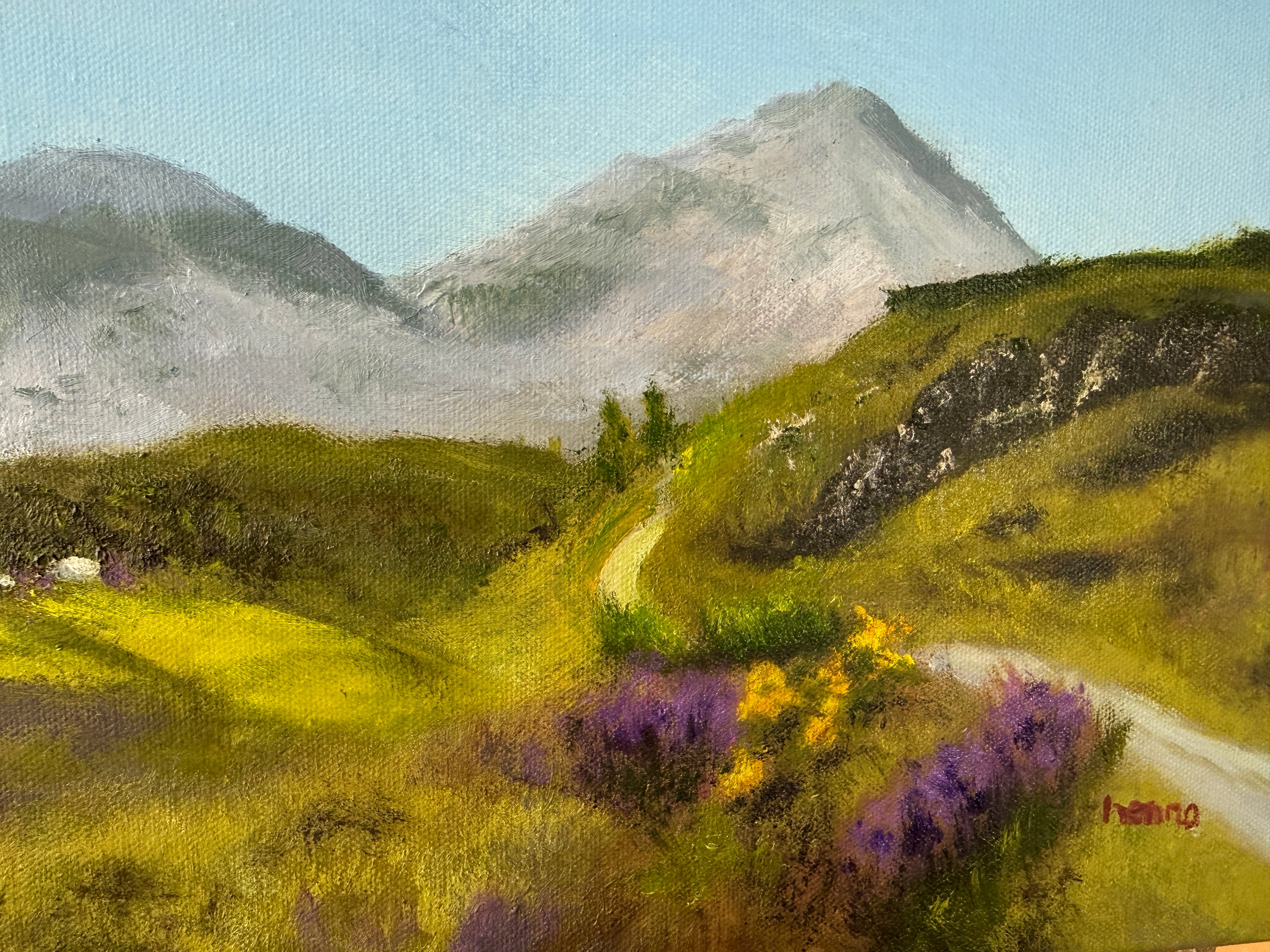 Original Oil painting - "The Seven Sisters Mountain range"  Ireland 24X12