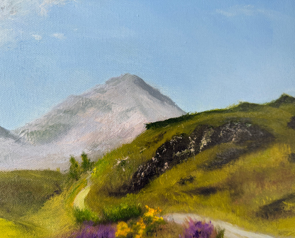 Original Oil painting - "The Seven Sisters Mountain range"  Ireland 24X12