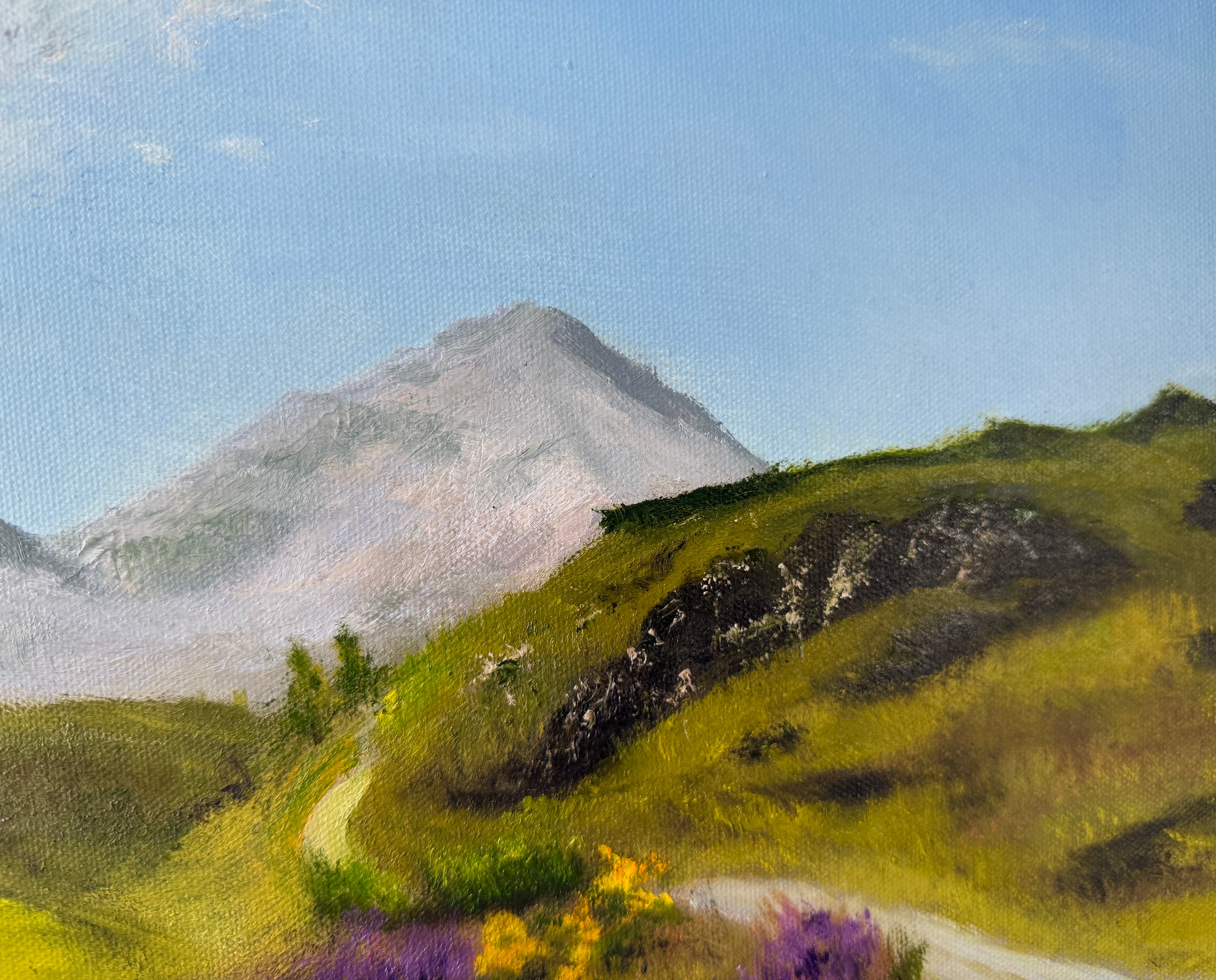 Original Oil painting - "The Seven Sisters Mountain range"  Ireland 24X12