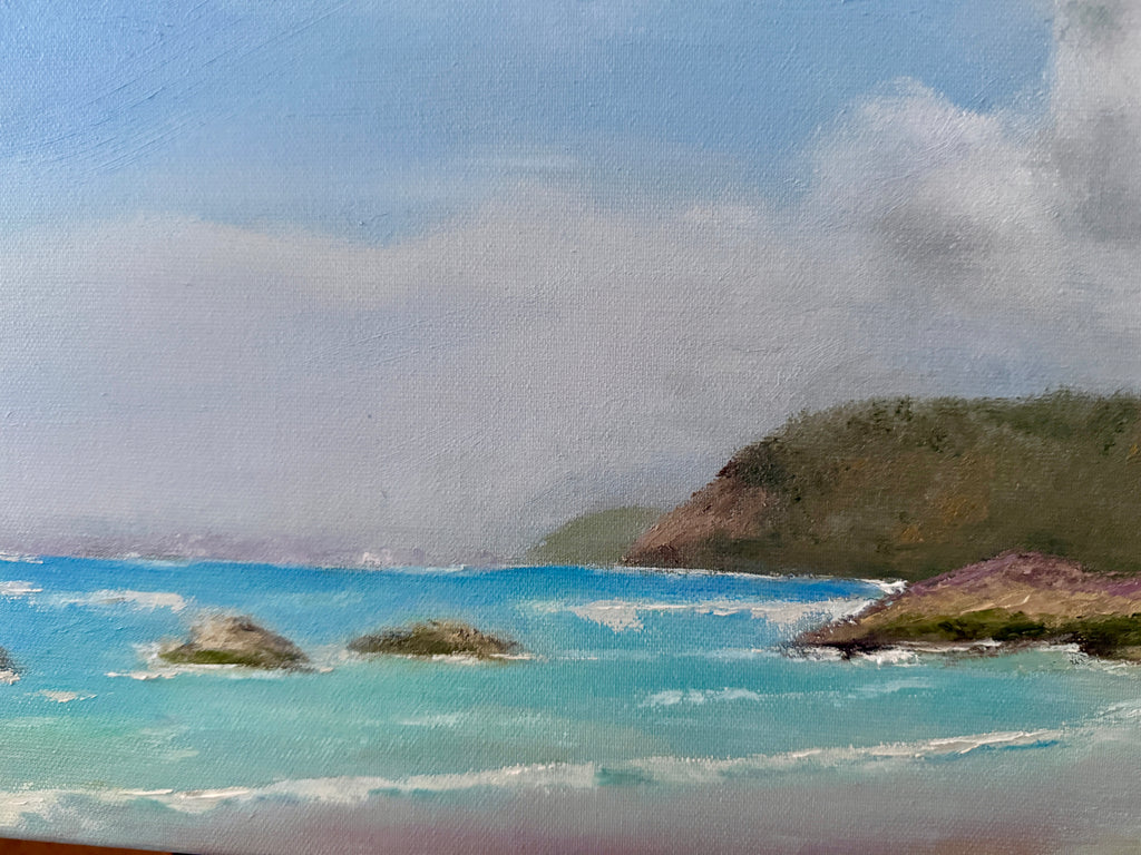 Original Oilpainting -The Whispering Cliffs Seascape art 12X28