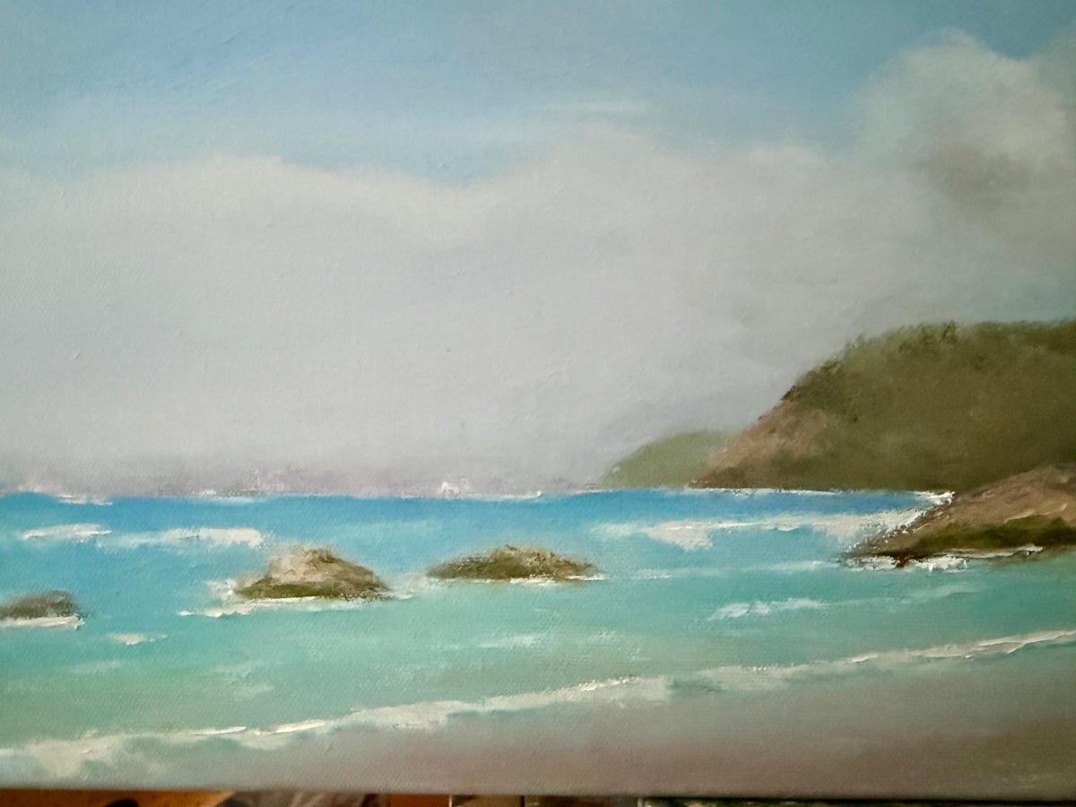 Original Oilpainting -The Whispering Cliffs Seascape art 12X28
