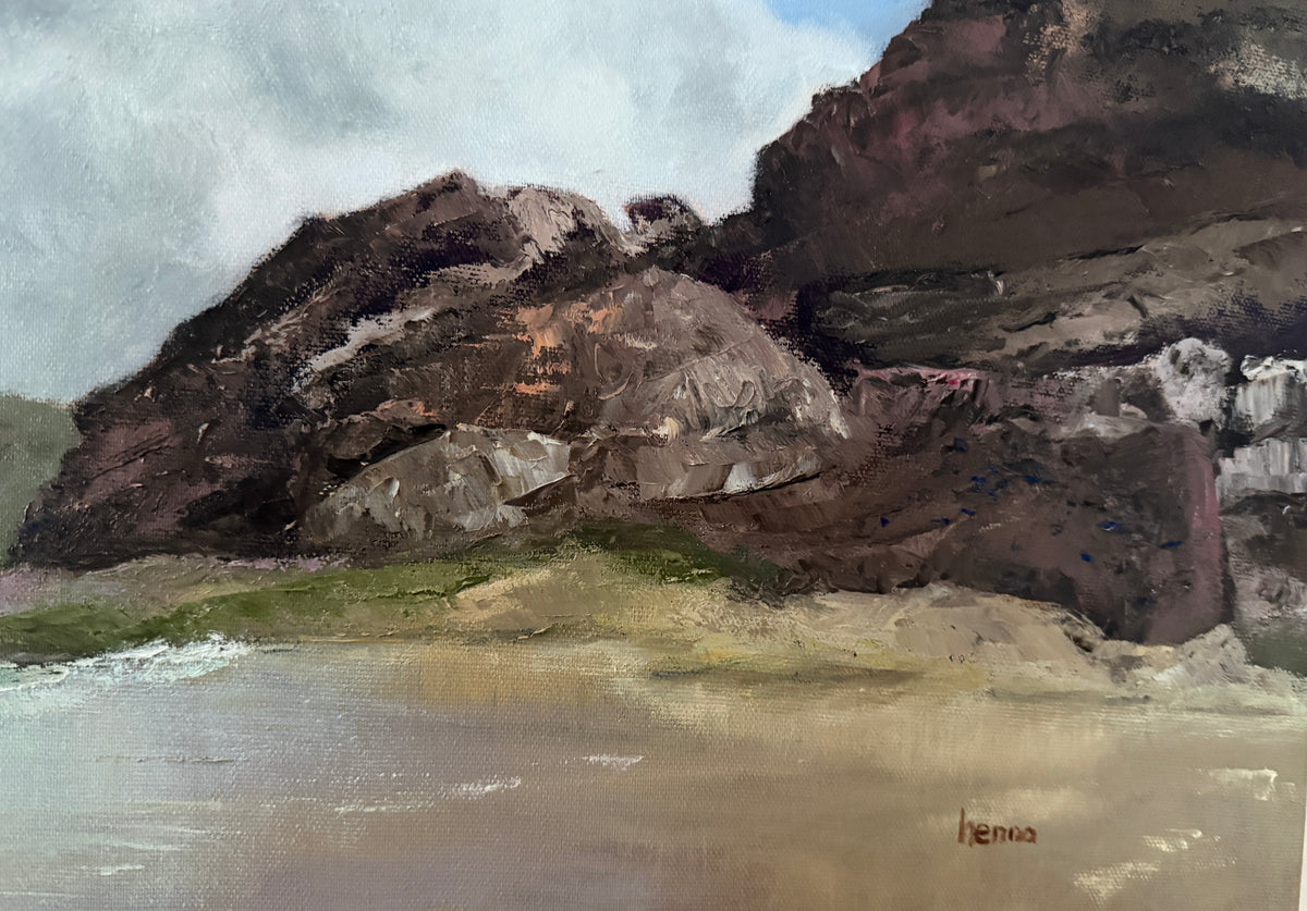 Original Oilpainting -The Whispering Cliffs Seascape art 12X28