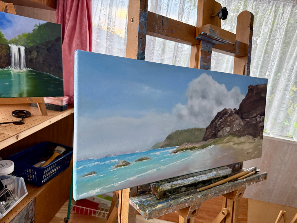 Original Oilpainting -The Whispering Cliffs Seascape art 12X28