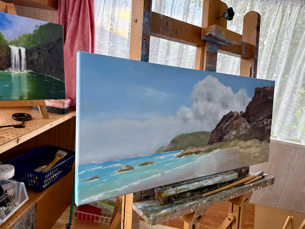 Original Oilpainting -The Whispering Cliffs Seascape art 12X28