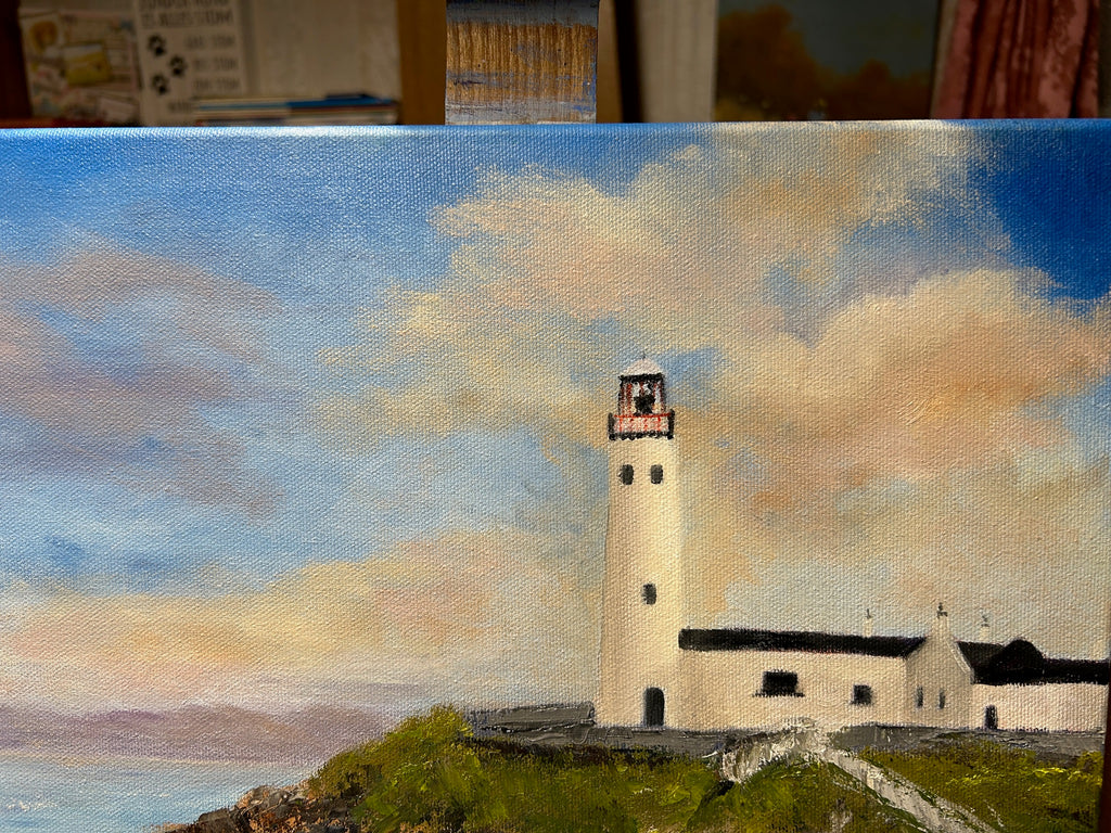 Fanad Lighthouse Painting: Original Irish Seascape Oil Art 18x14