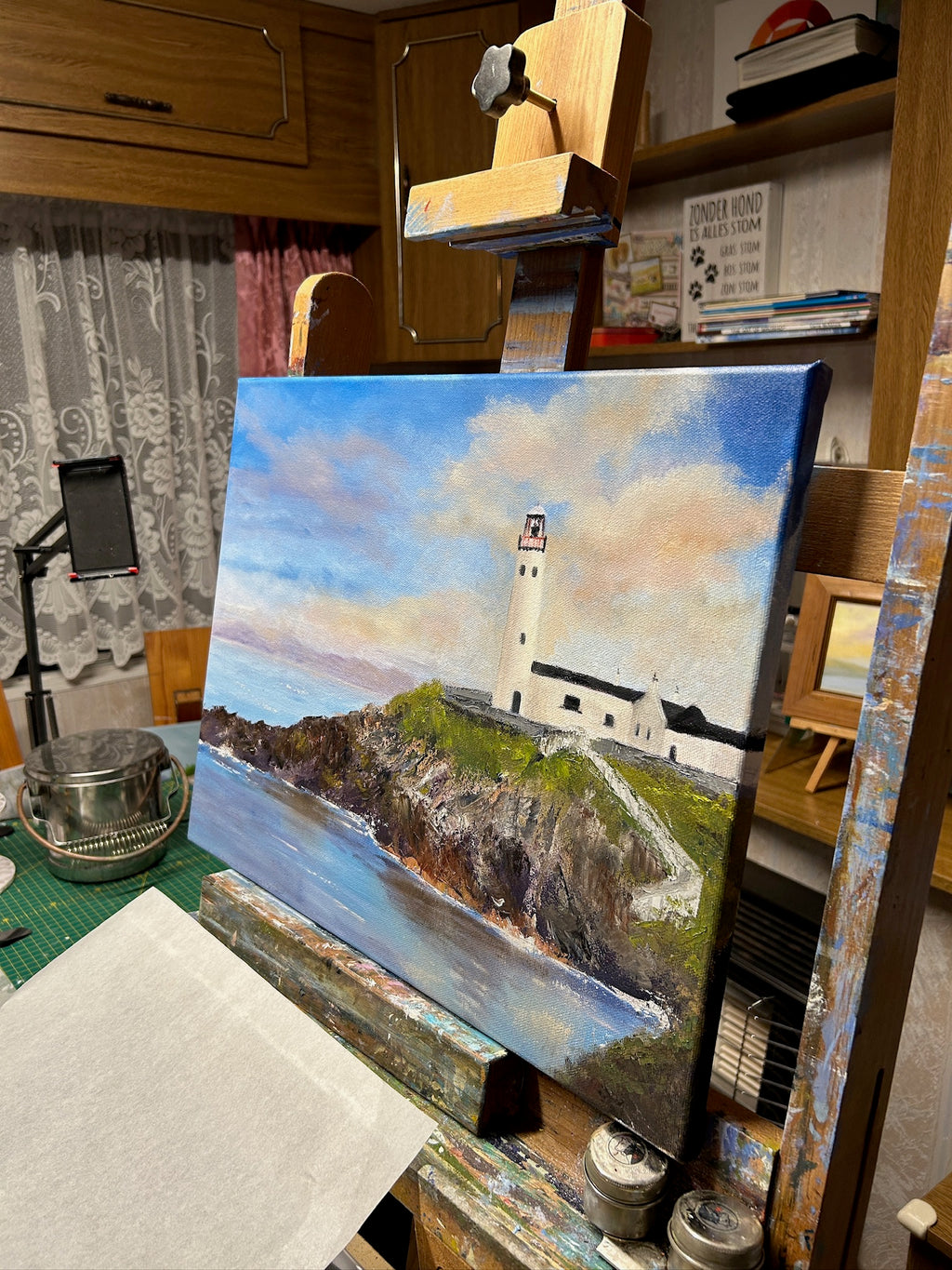 Fanad Lighthouse Painting: Original Irish Seascape Oil Art 18x14