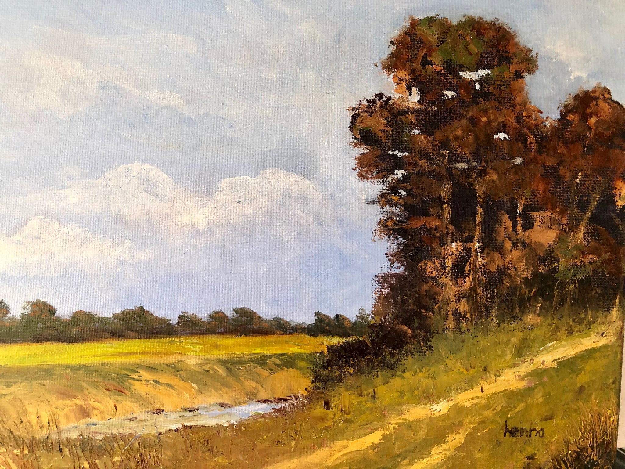 Autumn Trees Oil Painting: Palette Knife Forest Landscape, 14x11 Canvas