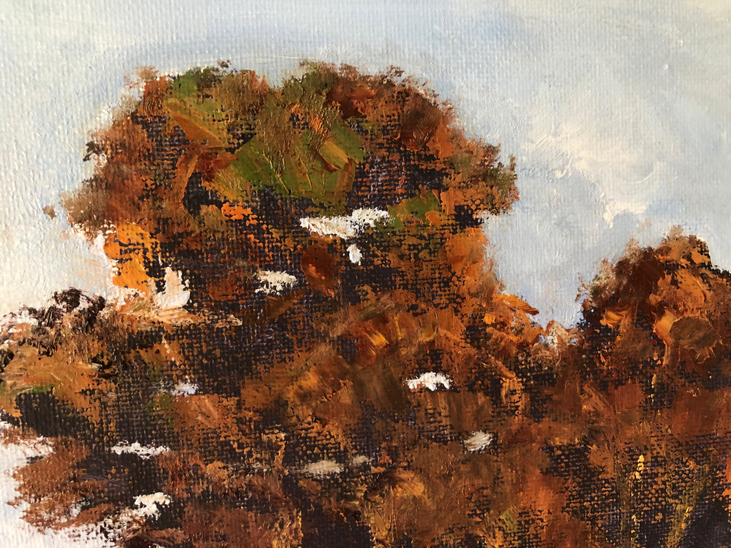 Autumn Trees Oil Painting: Palette Knife Forest Landscape, 14x11 Canvas