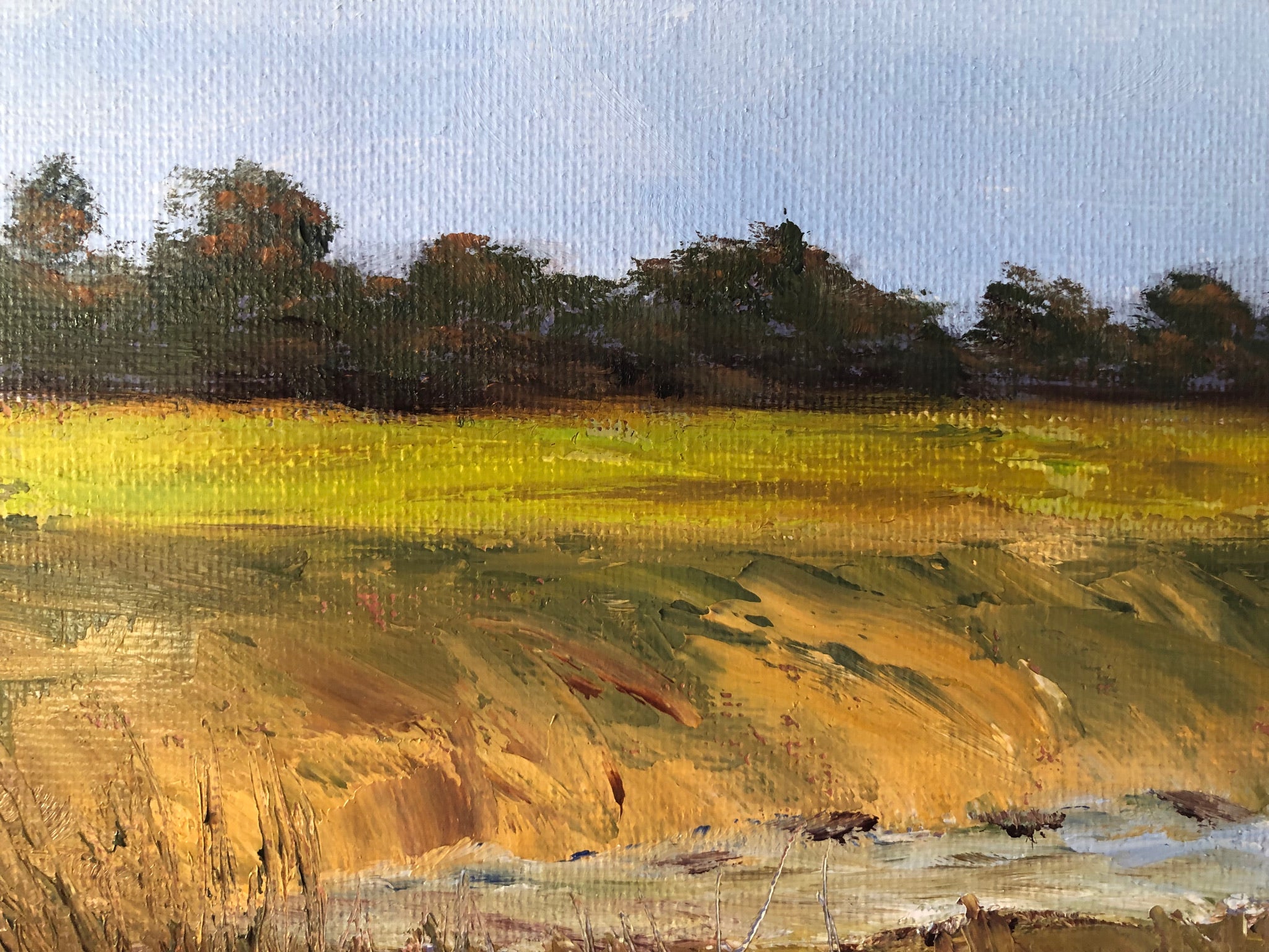 Autumn Trees Oil Painting: Palette Knife Forest Landscape, 14x11 Canvas