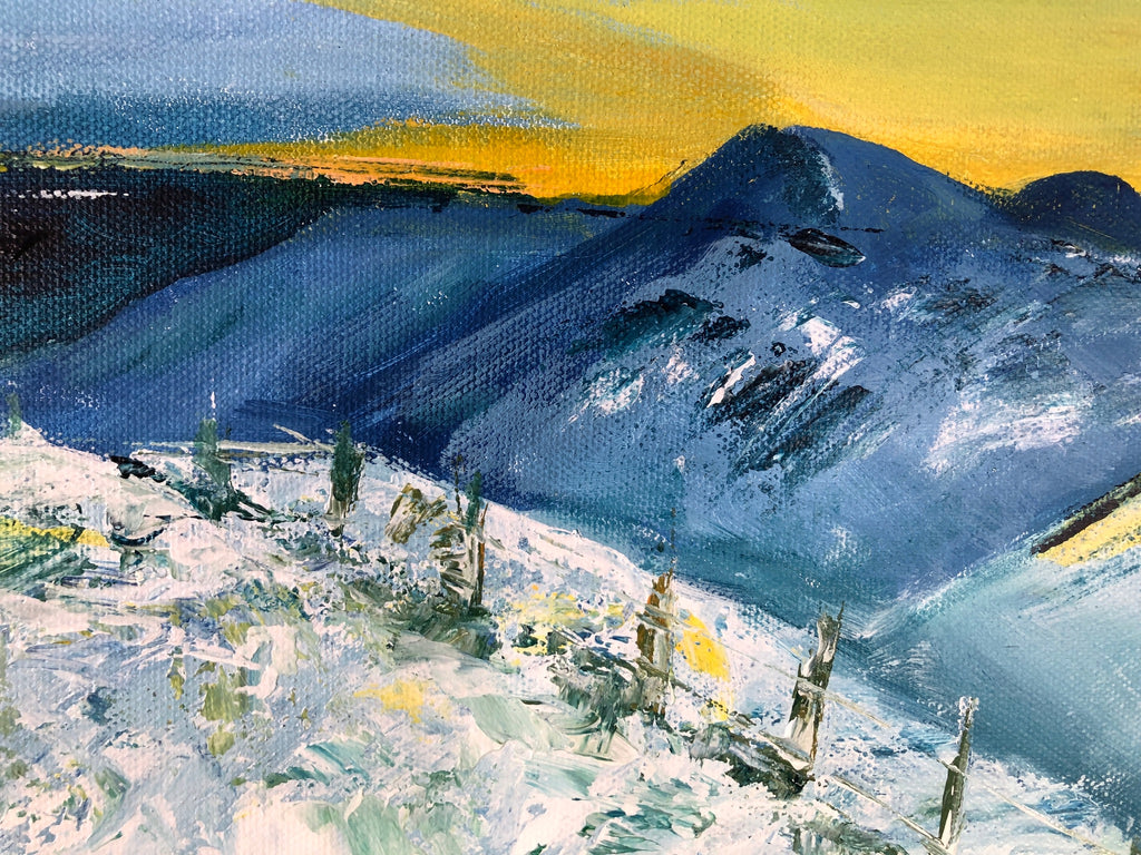 Original Acrylic Painting - Coastal Sunset Art | Winter Seascape :  16x12