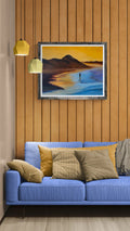 Original Oil Painting - Sunset beach on Canvas: Coastal Seascape Art (16x12)