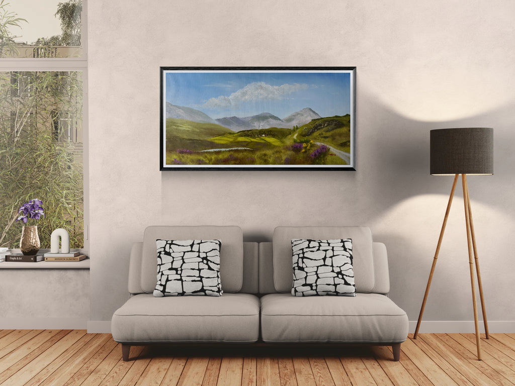 Original Oil painting - "The Seven Sisters Mountain range"  Ireland 24X12