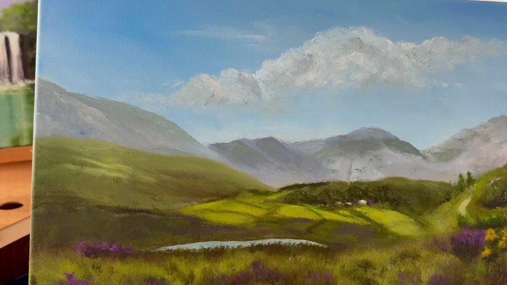 Original Oil painting - "The Seven Sisters Mountain range"  Ireland 24X12