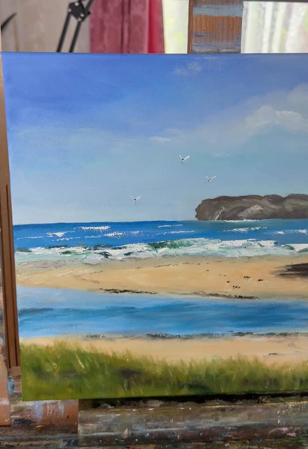 Original Seascape Painting -  Drumnatinny Beach & Horn Head 14x18