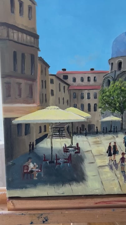 Italy  Venice Cityscape Oil Painting: Santa Maria Dei Miracoli piazza  (12"x16")