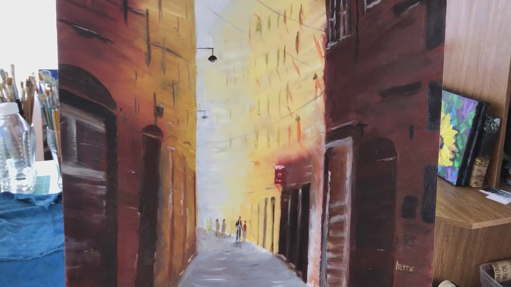Original Oil Painting - Hand-Painted Italy Cityscape: Original Fine Art 20x16