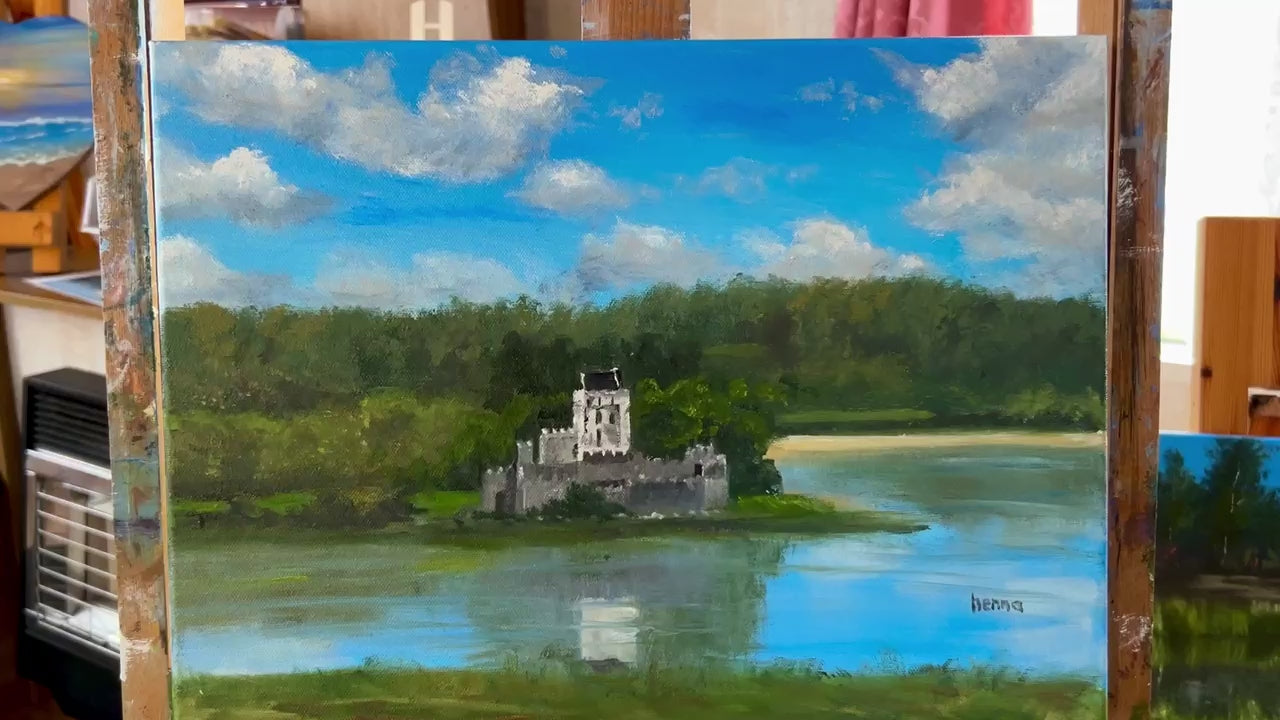 Original Oil Painting - Doe Castle, Ireland , Irish Landscape Art 16x12
