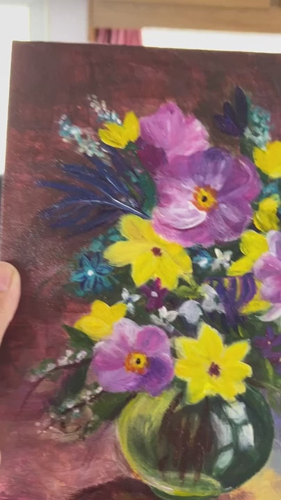 Wildflower Bouquet : Vibrant Acrylic Floral Art (12"x10") |