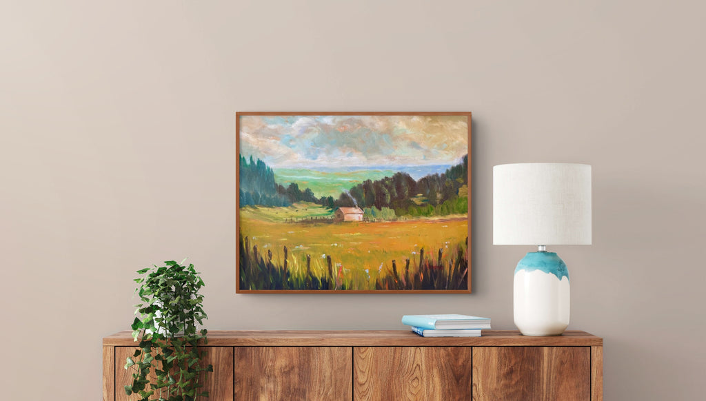 Original Painting -  Small cabin in rural landscape 20x16