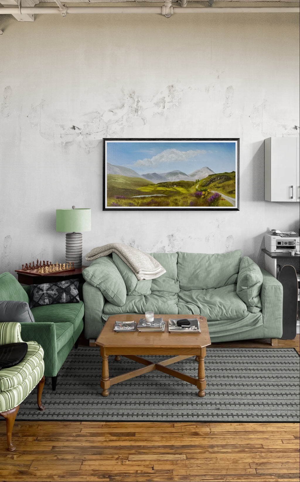 Original Oil painting - "The Seven Sisters Mountain range"  Ireland 24X12