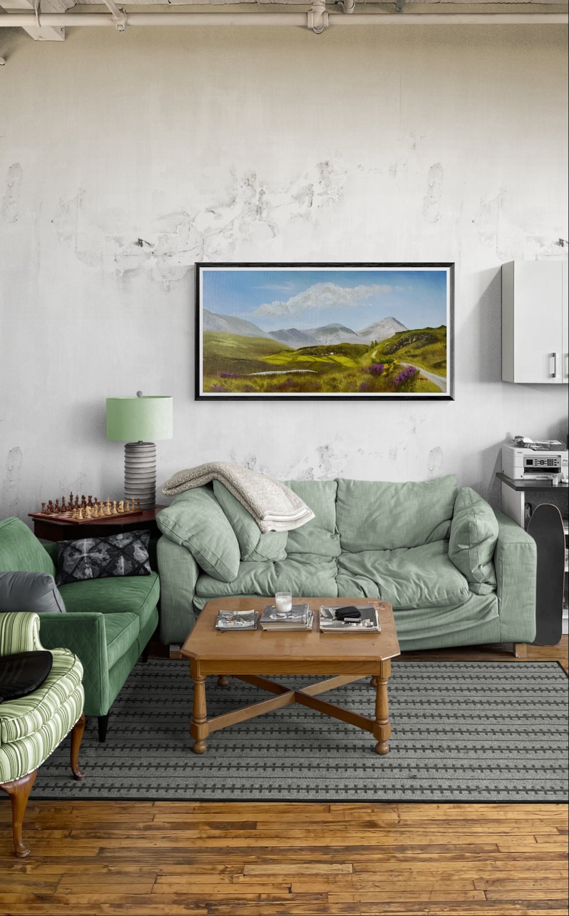 Original Oil painting - "The Seven Sisters Mountain range"  Ireland 24X12