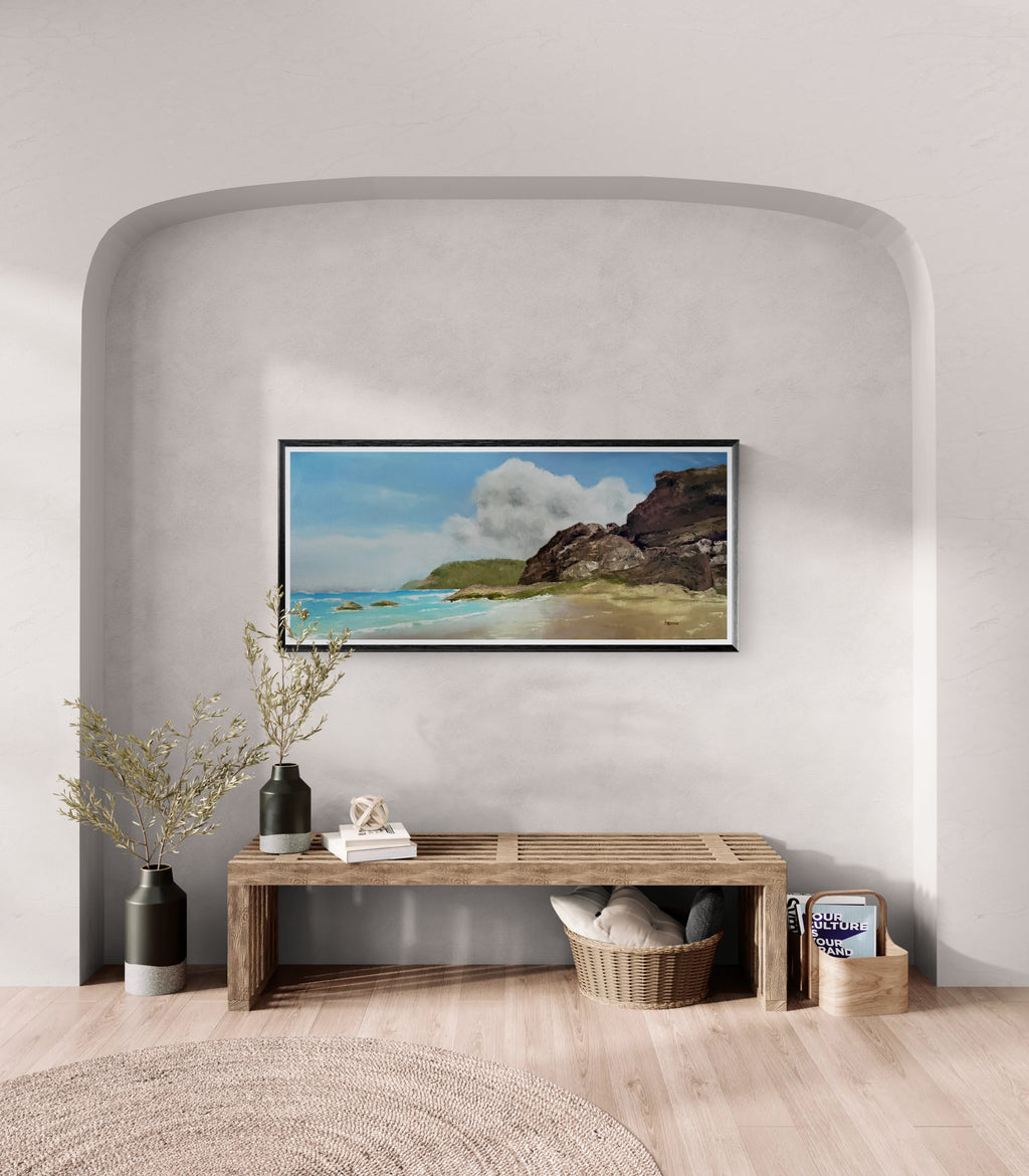 Original Oilpainting -The Whispering Cliffs Seascape art 12X28
